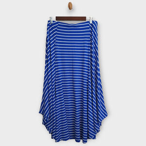 Chicos Skirt Womens 2 Blue Striped Maxi A Line Flowy Nautical Stretch Pull On